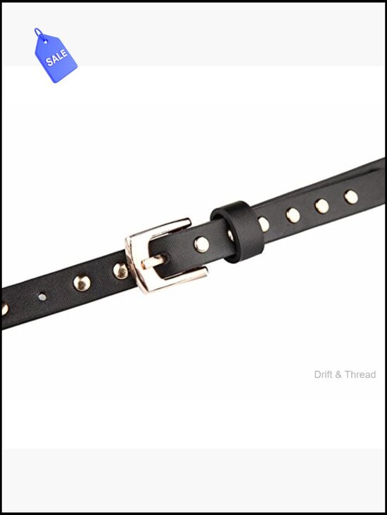 Double Wrap Thin Studded Genuine Leather Belt for Women main image 6